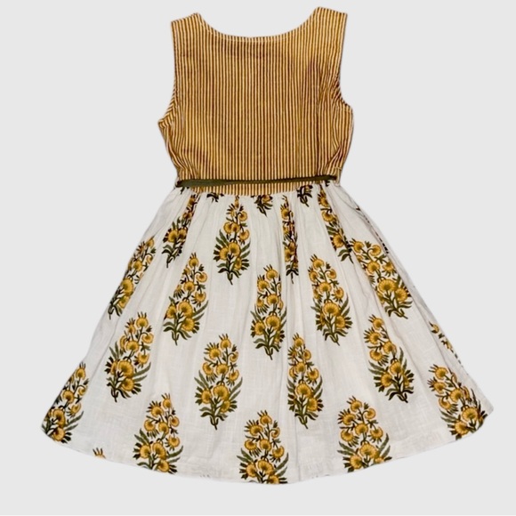 Boutique Girls Sunflower Dress Size 6 | Yellow, Ivory & Green Fall Outfit - Picture 2 of 4